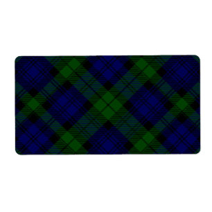 Étiquette Black Watch Tartan bleu vert Plaid