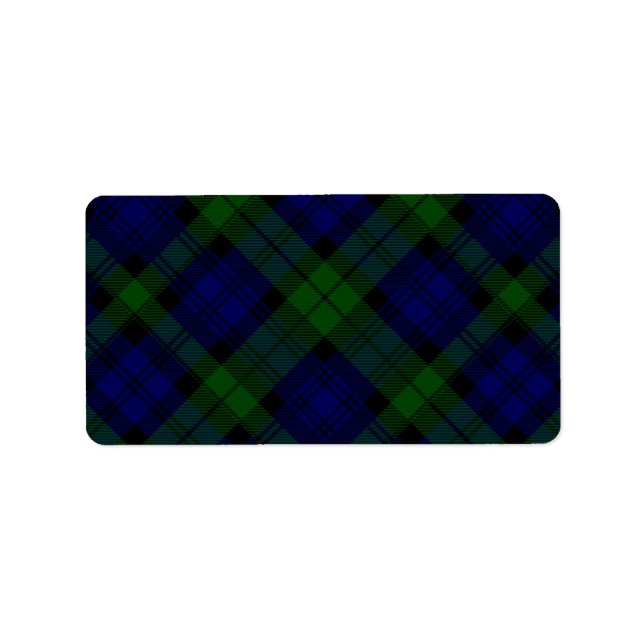 Étiquette Black Watch Tartan bleu vert Plaid (Devant)