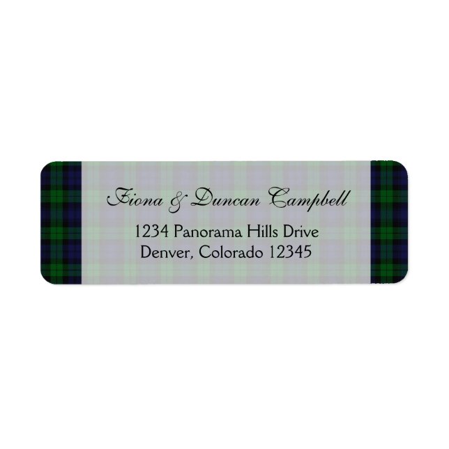 Étiquette Black Watch Tartan Scottish Adresse de retour (Devant)