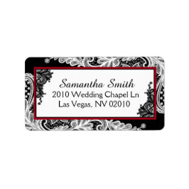 Étiquette Black White dentelle Rouge Accents Mariage Étiquet
