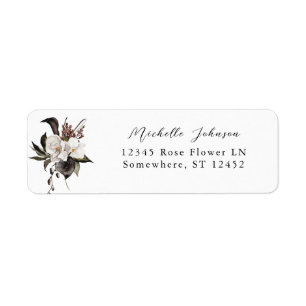 Étiquette Black & White Floral Adresse de retour Label 5