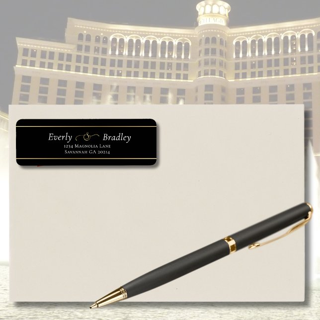 Étiquette Black White Gold Bordure Élégante Typographie de s (Créateur téléchargé)