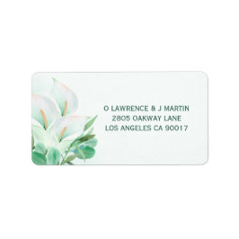 Étiquette Blanc Calla Lilly Elégante Aquarelle