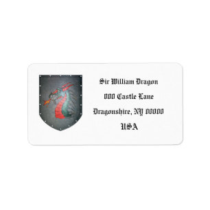 Étiquette Blanc de dragon de bouclier en métal