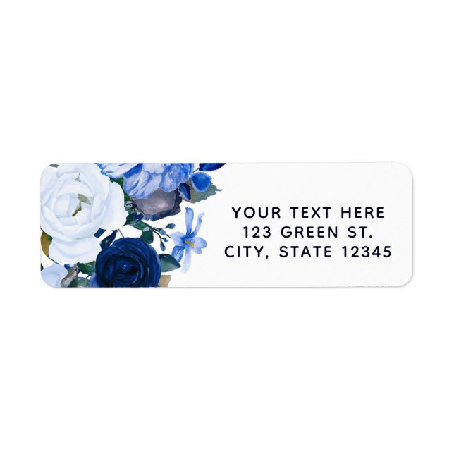 Étiquette Blanc et bleu hiver Floral Bouquet Chic Mariage (Devant)