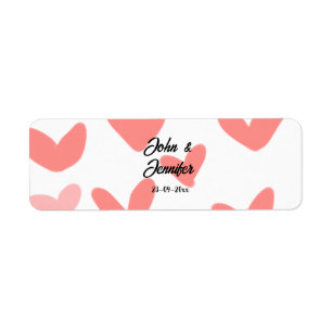 Étiquette blanc simple style de texte mariage rouge coeur