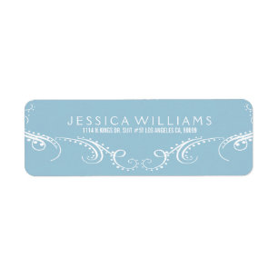 Étiquette Blanc Sur Bébé Bleu Orné Cadre Floral