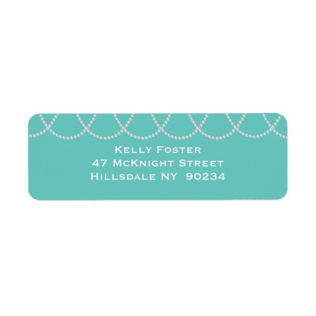 Étiquette blanc Turquoise et Fête des mariées perl (Devant)