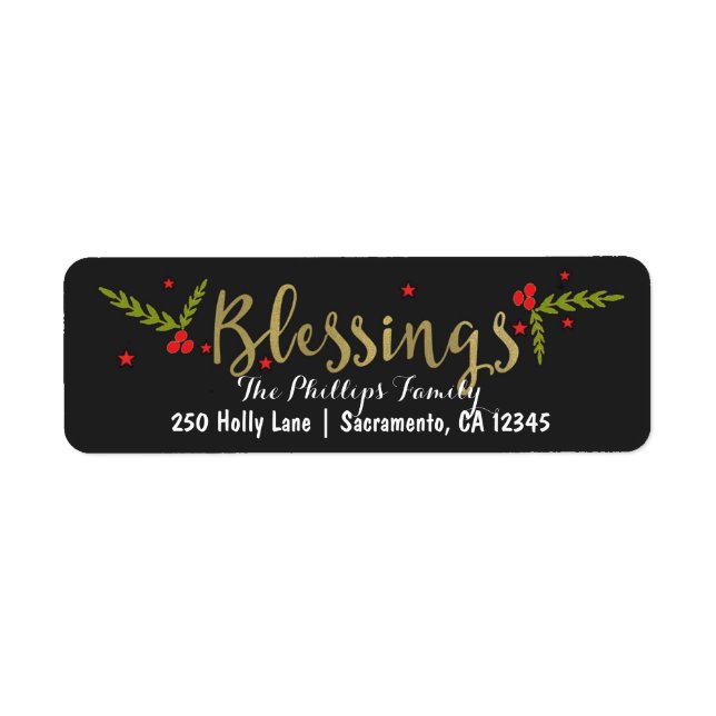 Étiquette Blessures Black Gold & Red Christmas Holiday Card (Devant)