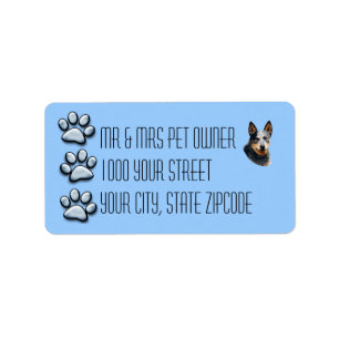Étiquette Bleu australien Pawprints du chien 3 de bétail