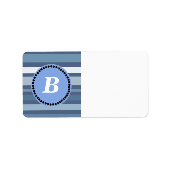 Étiquette Bleu avec Monogramme (Devant)