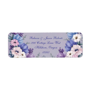 Étiquette Bleu, blanc, rose et pourpre délicats fleurs estiv