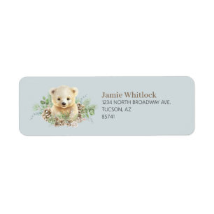 Étiquette Bleu Boho Hiver Ours Polaire Adresse de retour