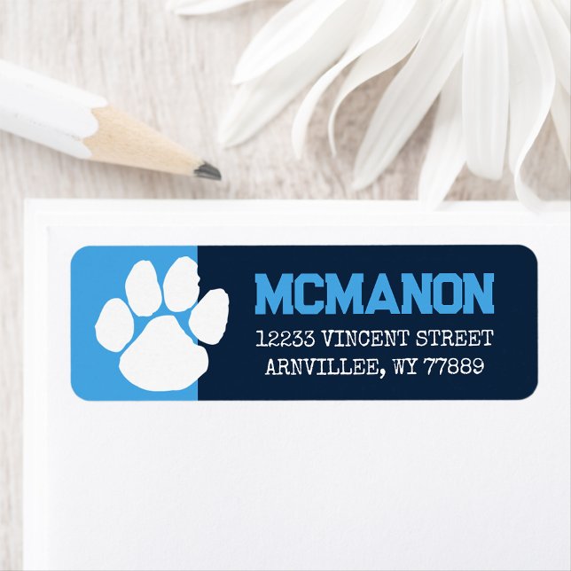 Étiquette Bleu clair et Marine Graduation Retours d'adresse  (Créateur téléchargé)