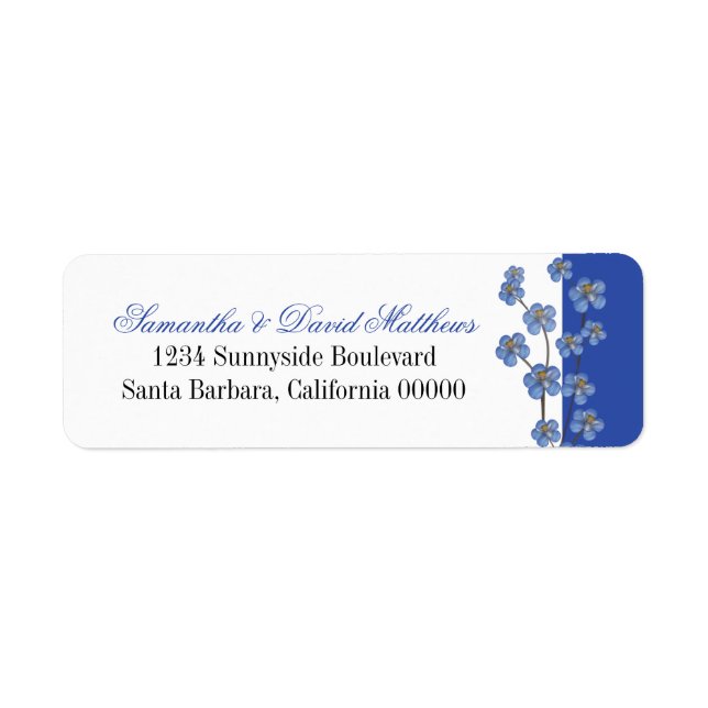 Étiquette Bleu de Cobalt| Mariage White Orchid Sprig (Devant)