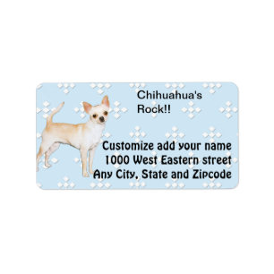 Étiquette Bleu de ~ de chiwawa avec la conception blanche de