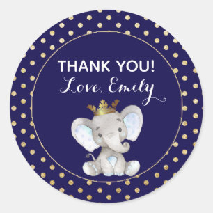 Étiquette bleu de faveur d'or d'éléphant de prince