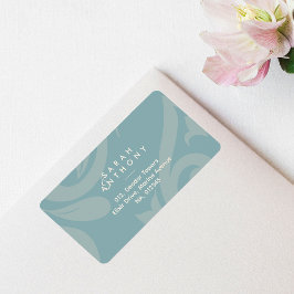 Étiquette Bleu d'eau douce Damas Retro Classic Mariage