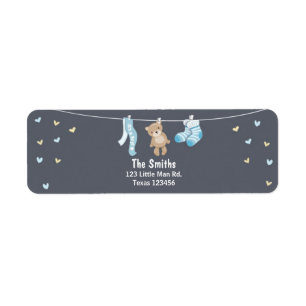 Étiquette Bleu d'étiquette de adresse de retour d'ours de