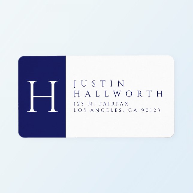 Étiquette Bleu et blanc | Adresse de retour classique (Créateur téléchargé)