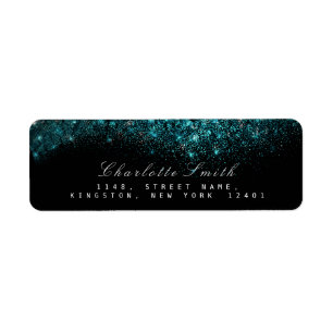 Étiquette Bleu étincelant Turquoise Océan Parties scintillan