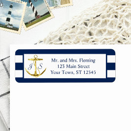 Étiquette Bleu nautique classique et Mariage d'Ancres