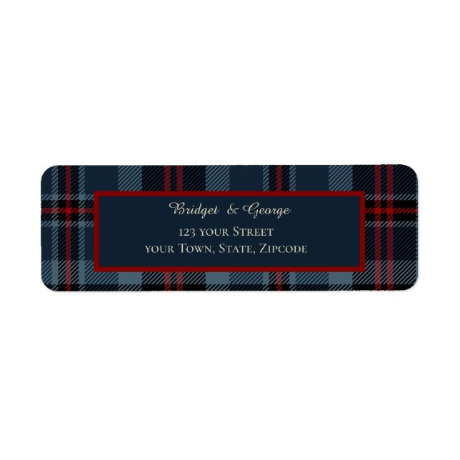 Étiquette bleu rouge noir écossais celtique tartan motif (Devant)
