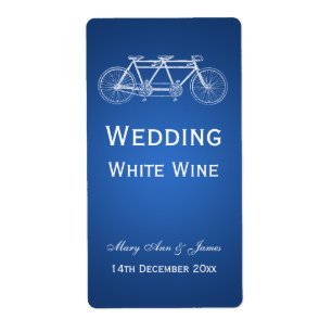 Étiquette Bleu tandem de vélo de mariage d'étiquette élé