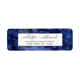 Étiquette Bleu violet majestueux étoile Nebula Aquarelle