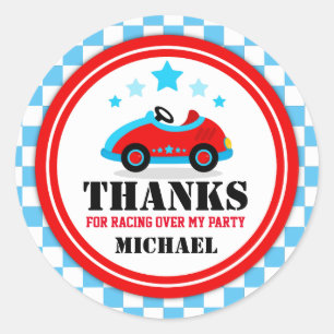 Étiquette bleue de faveur de Merci de voiture de