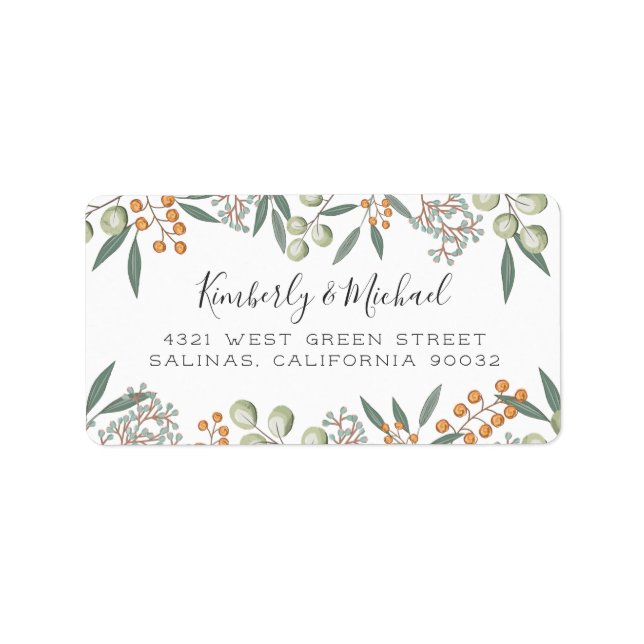 Étiquette Blissful Bounty Botanty Mariage Adresse de retour (Devant)