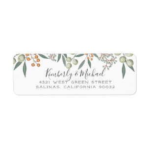 Étiquette Blissful Bounty Botanty Mariage Adresse de retour