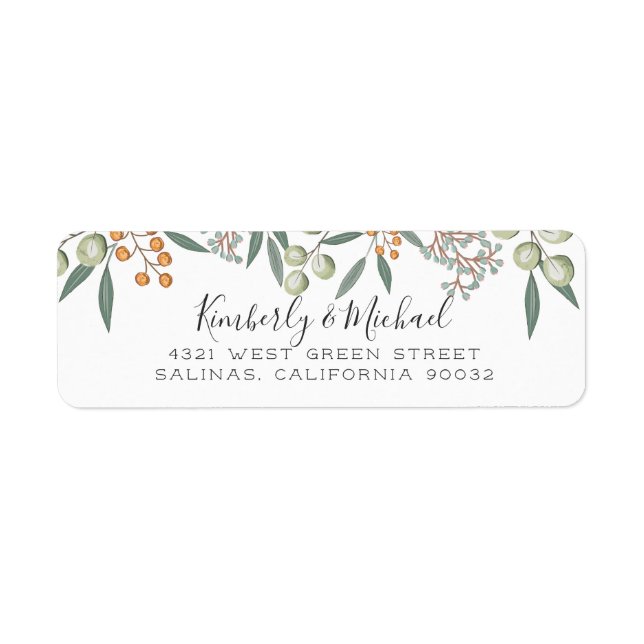 Étiquette Blissful Bounty Botanty Mariage Adresse de retour (Devant)