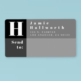 Étiquette Bloc moderne noir et gris Adresse de retour et d'e