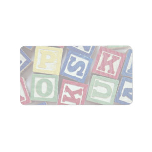 Étiquette Blocs en bois avec alphabets pour enfants
