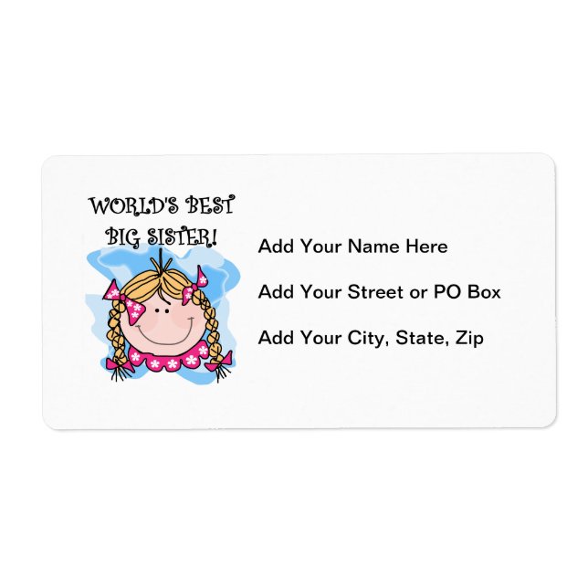 Étiquette Blond World's Best Big Sister Gifts (Devant)
