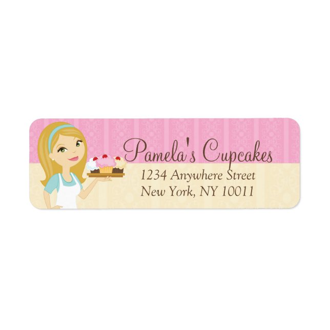 Étiquette Blonde Baker Cupcake D12 Adresse de retour Étiquet (Devant)