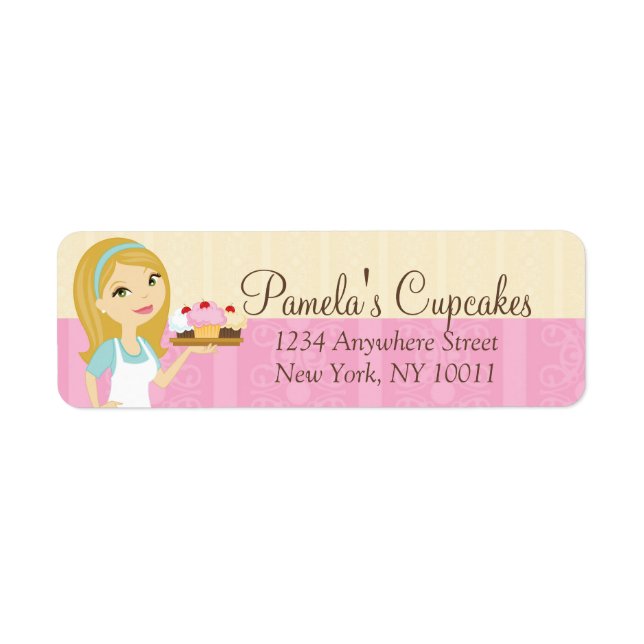 Étiquette Blonde Baker Cupcake D12 Adresse de retour Étiquet (Devant)