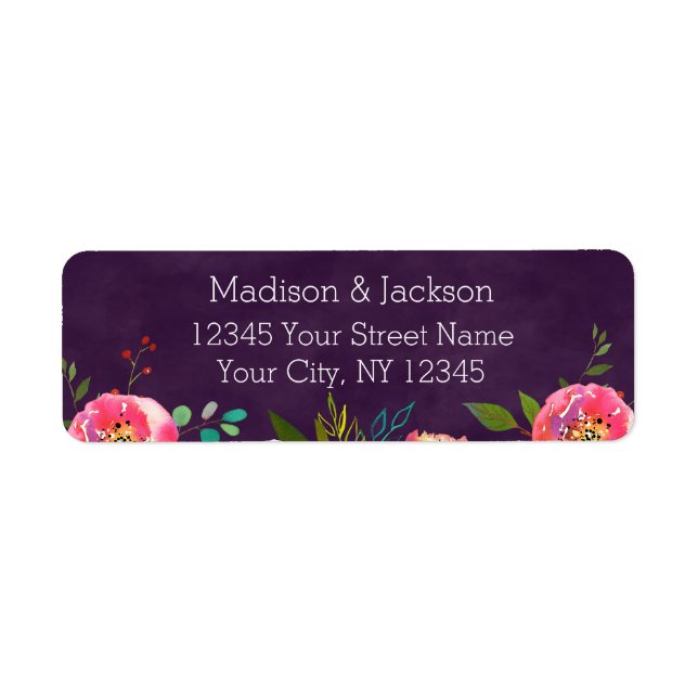 Étiquette Blooming Chic Floral Mariage Couple Adresse de ret (Devant)
