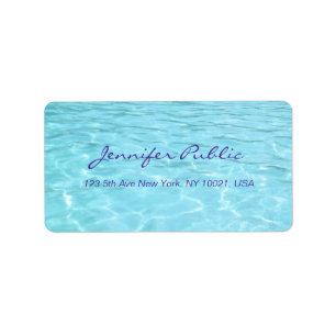Étiquette Blue Aqua Script manuscrit Modèle aquatique modern