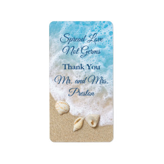 Étiquette Blue Beach Waves Spread Amour Sanitizer haute main