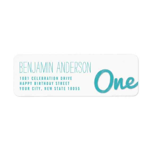 Étiquette Blue Big Sketch One Baby Boy First Birthday Party (Devant)