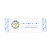 Blue Bow Watercolor Wreath Grandmillenial