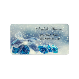 Étiquette Blue Christmas Balls Holiday