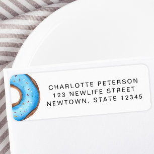 Étiquette Blue Donut Baby Sprinke Adresse de retour