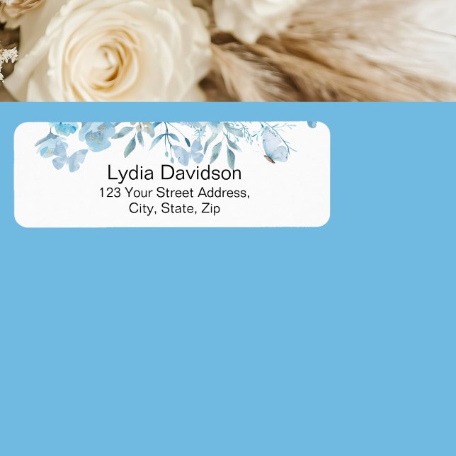 Étiquette Blue Floral Adresse de retour (Créateur téléchargé)
