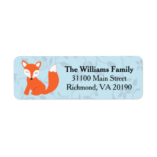Étiquette Blue Floral Baby Fox