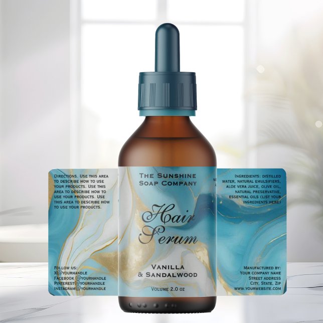 Étiquette Blue Gold Foil Cosmetics or Dropper Bottle Label (Créateur téléchargé)