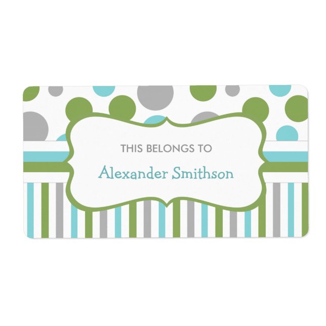 Étiquette Blue Green garderie fournitures scolaires 3471 (Devant)