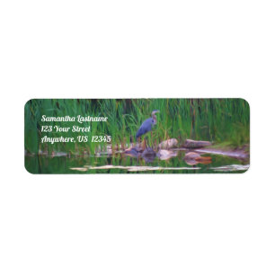 Étiquette Blue Heron Nature Painting Adresse